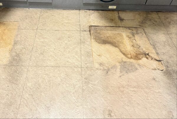 美容院の床剥離洗浄前の床面